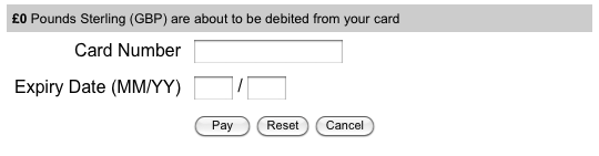 The default layout of the Windcave payment gateway