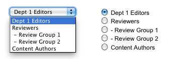 The drop-down and radio button list formats