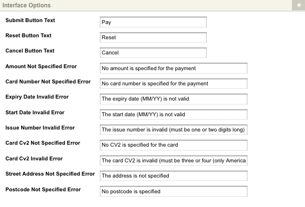 The interface options section of the *Details* screen