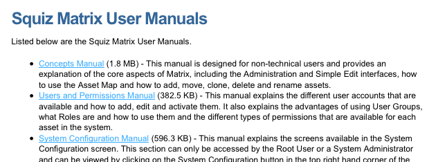 An example asset listing