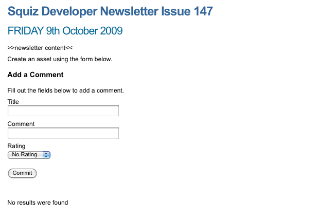 An example newsletter with the "Add a comment" fields