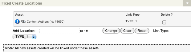 Additional fields in the fixed create locations section