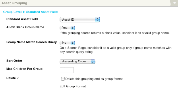 grouping by standard asset field