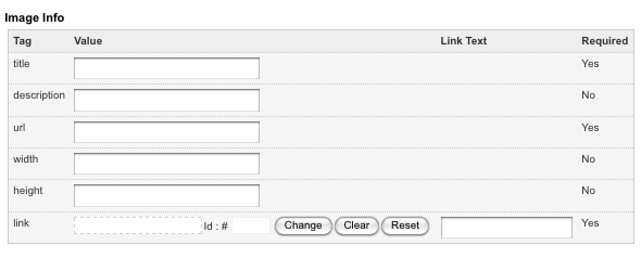 The image info fields for an RSS 2.0 feed