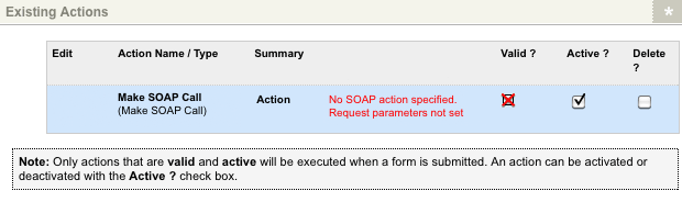 The make SOAP call submission action.