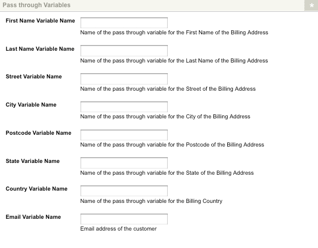 The pass-through variables section of the *Details* screen