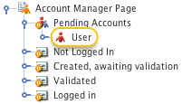 A pending user account