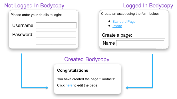 The process of asset creation on the asset builder page for a public user