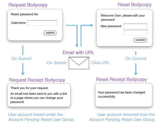 The process of the password reset page
