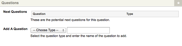 The questions section of the details screen of a question