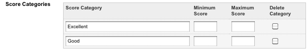 The score categories fields