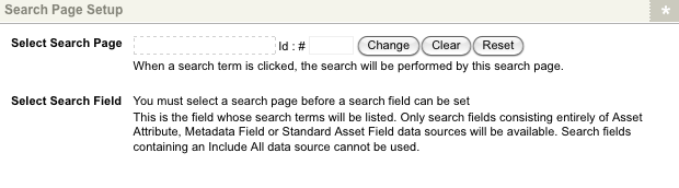 The search page setup section of the details screen