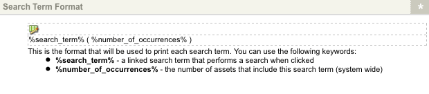 The search term format section of the details screen