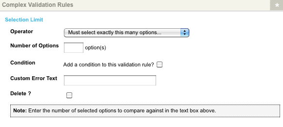 The selection limit complex validation rule