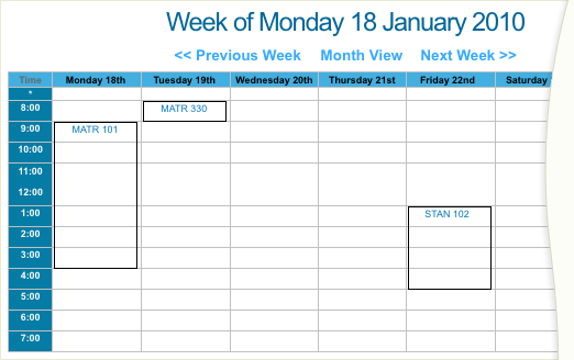 The week view calendar format