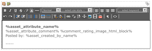 The WYSIWYG editor on the comment format bodycopy