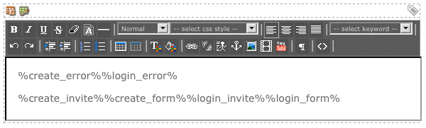 The WYSIWYG editor on the Not logged-in bodycopy