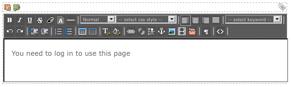 The WYSIWYG editor on the not logged in layout bodycopy