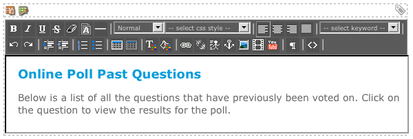 The WYSIWYG editor on the past questions format bodycopy