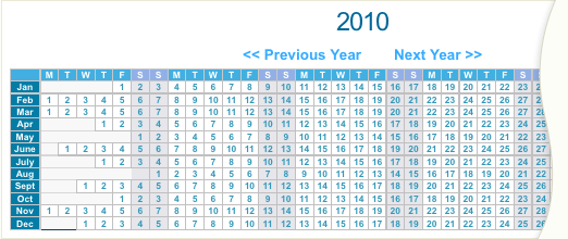The year view calendar format