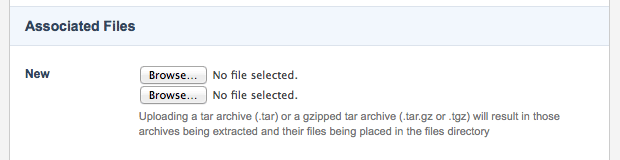 The associated files section of the details screen