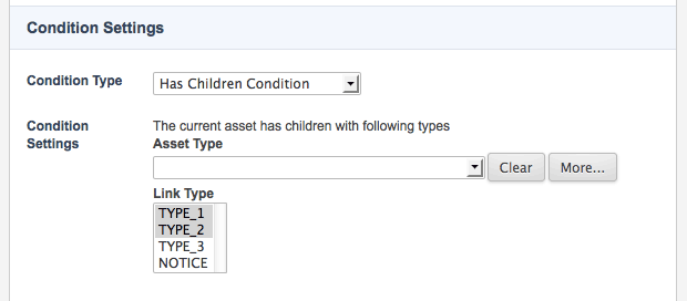 The has children condition settings