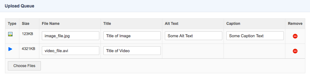 An image and a video in the upload queue