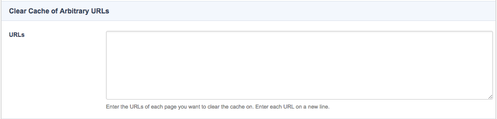 The clear cache of arbitrary URLs section of the Clear Squid cache screen