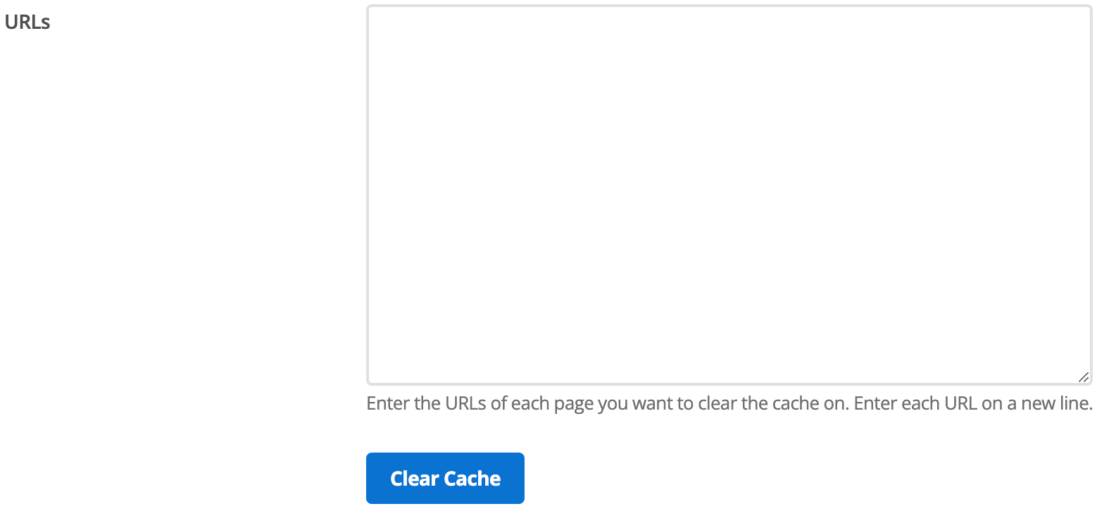 The clear cache of arbitrary URLs section of the Clear Squid cache screen