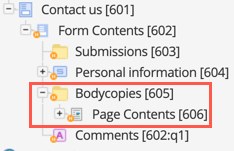 The page contents bodycopy