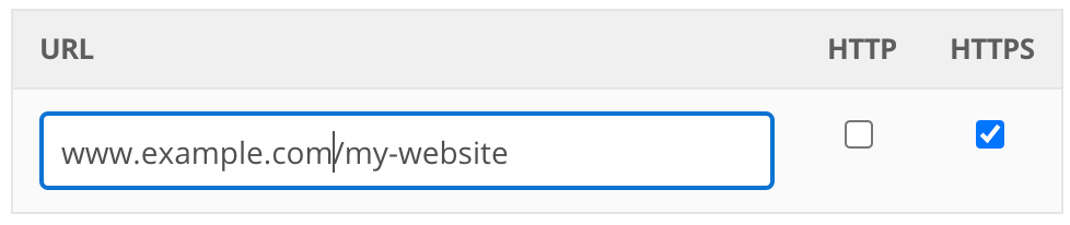 URLs field populated with an example URL