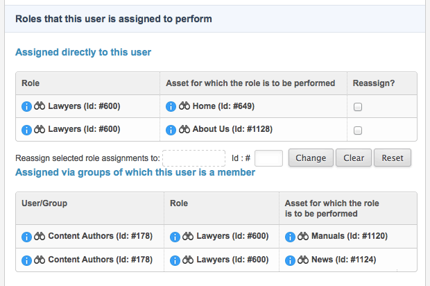 The roles that this user is assigned to perform for a backend user