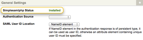 The SimpleSAMLphp status field on the Details screen of the SAML account manager