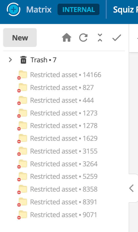 This image shows the asset tree access allowed to the new user. Most of the entries are marked 'Restricted assset'.