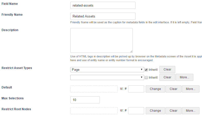 edit assets using asset builder related field details