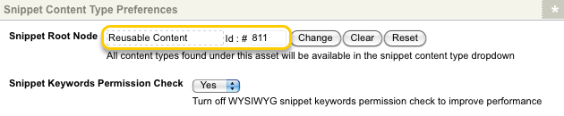 The snippet root node field