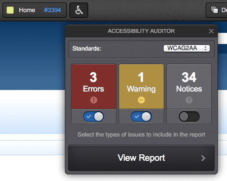 The accessibility auditor in Preview Mode