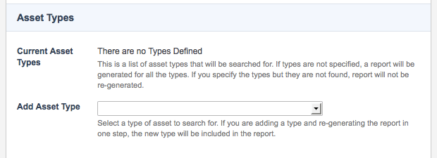 The asset types section
