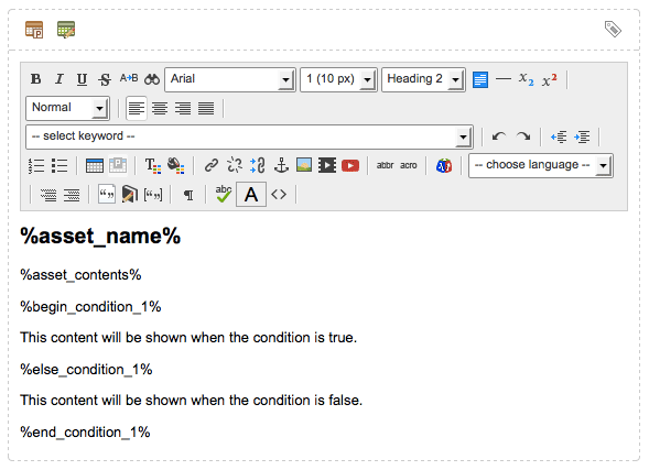 An example conditional keyword structure