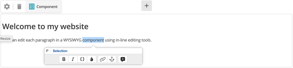 An inline editing toolbar