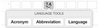 The language tools button showing the Acronym