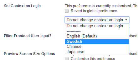 login preference