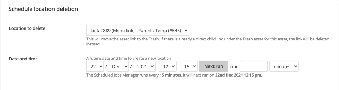 Schedule new parent location