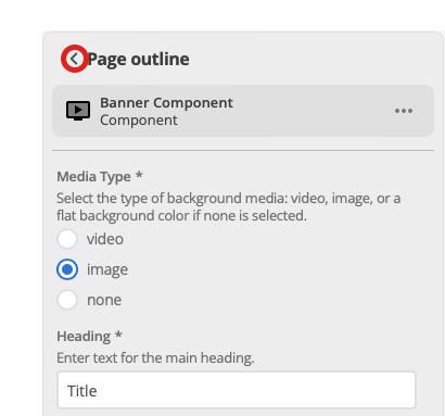 content page outline column edit component