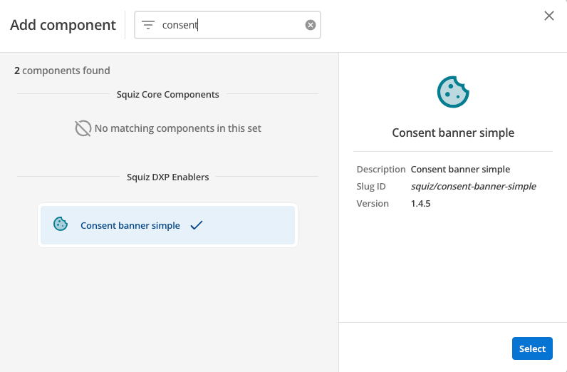 consent banner simple component select