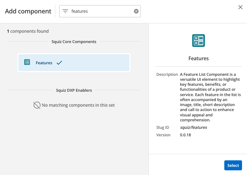 features component select