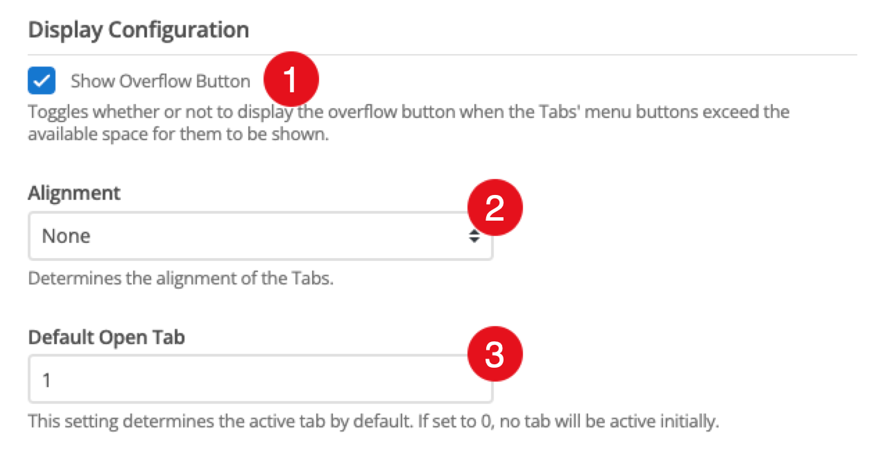 tabs display fields