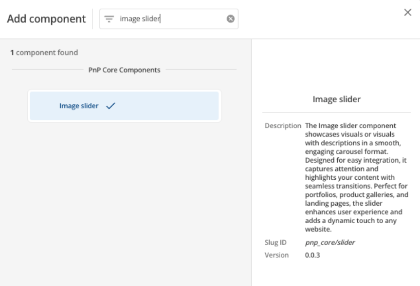 image slider component select