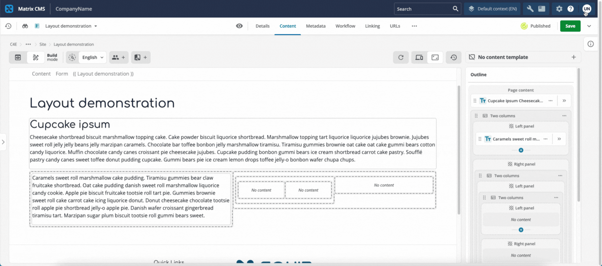 Screen capture showing how to add a layout inside another layout.