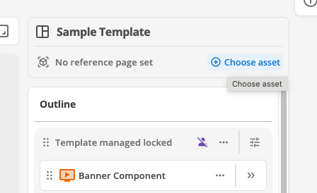 Choose asset link for selecting a reference page